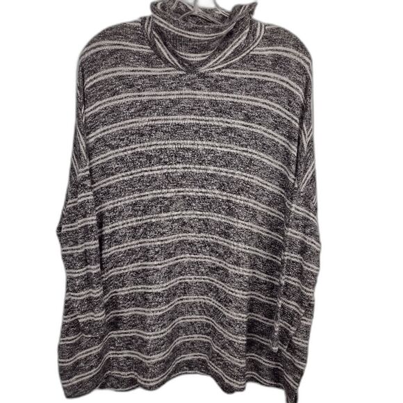 Anthropologie Postmark Mila Grey Striped Oversized Top Size Medium Gray Boxy - Picture 2 of 10